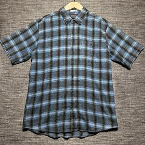 Ezekiel Shirt Men's XL Blue Black Plaid Short Sleeve Button Up Skater Casual